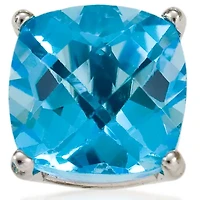 14k White Gold 6mm Blue Topaz Stud Earrings