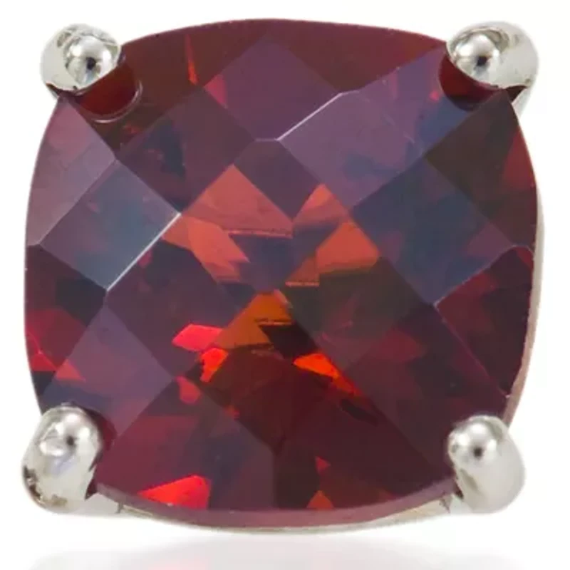 14k White Gold 6mm Garnet Stud Earrings