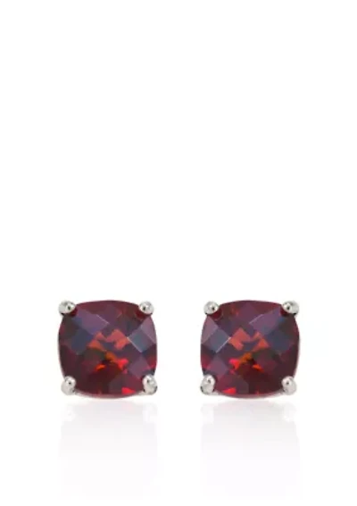 14k White Gold 6mm Garnet Stud Earrings