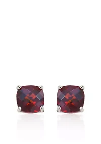14k White Gold 6mm Garnet Stud Earrings