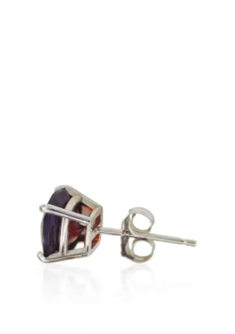 14k White Gold 6mm Garnet Stud Earrings