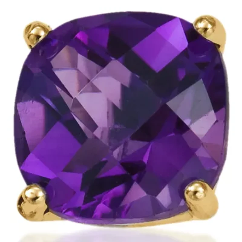 14k Yellow Gold 6mm Amethyst Stud Earrings