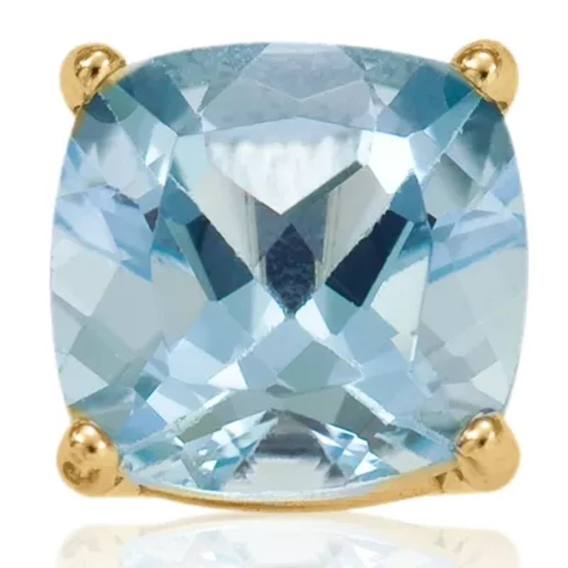 14k Yellow Gold 6mm Aquamarine Stud Earrings