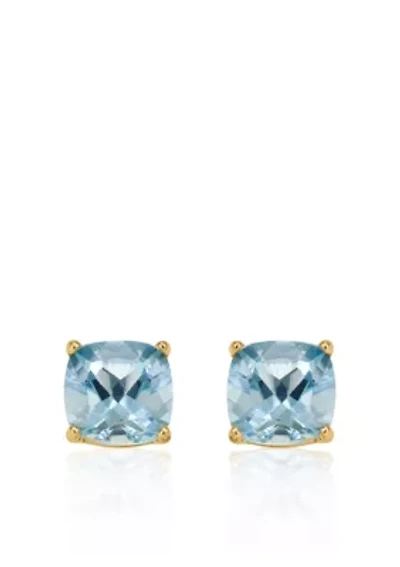 14k Yellow Gold 6mm Aquamarine Stud Earrings