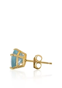 14k Yellow Gold 6mm Aquamarine Stud Earrings