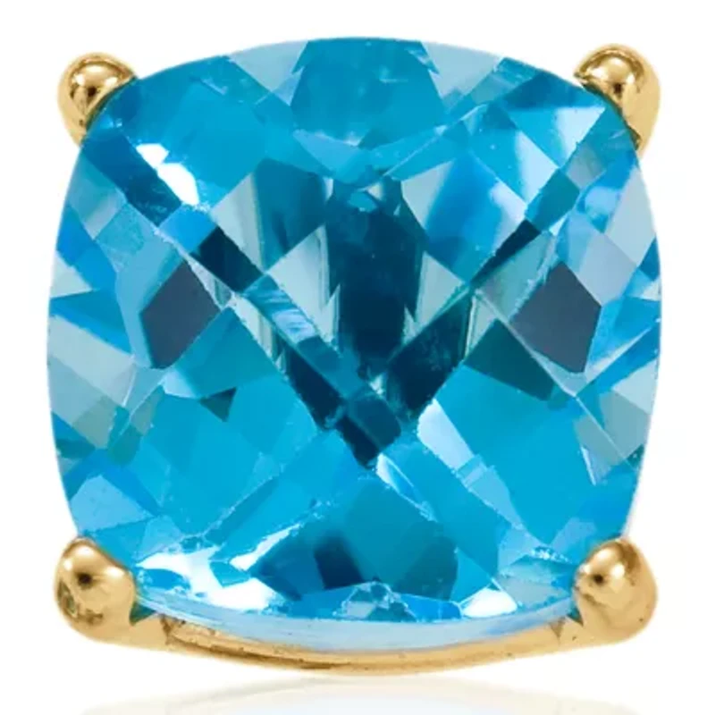 14k Yellow Gold 6mm Blue Topaz Stud Earrings