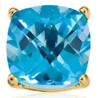 14k Yellow Gold 6mm Blue Topaz Stud Earrings