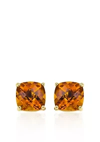 14k Yellow Gold 6mm Citrine Stud Earrings