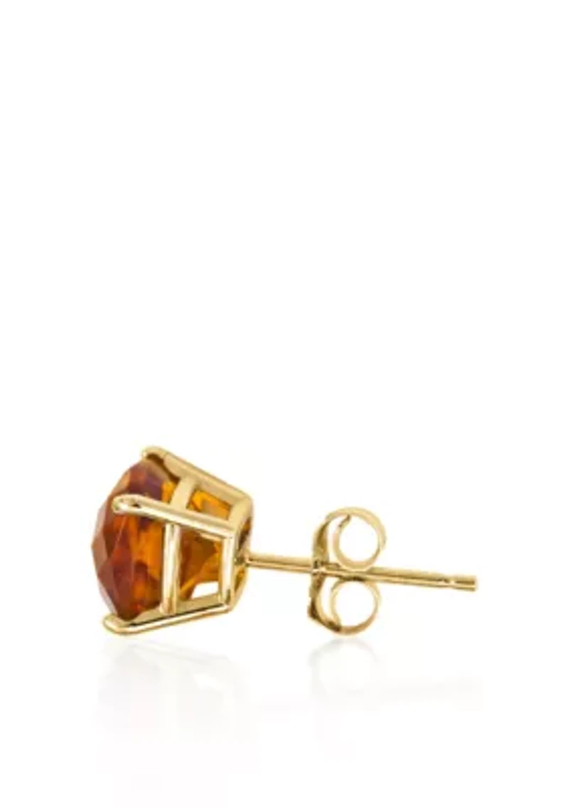 14k Yellow Gold 6mm Citrine Stud Earrings