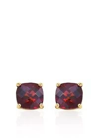 14k Yellow Gold 6mm Garnet Stud Earrings
