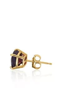 14k Yellow Gold 6mm Garnet Stud Earrings