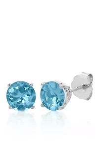 10k White Gold Blue Topaz Stud Earrings