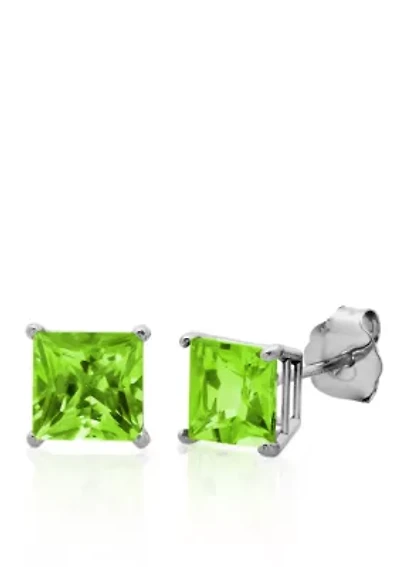 10k White Gold Peridot Stud Earrings