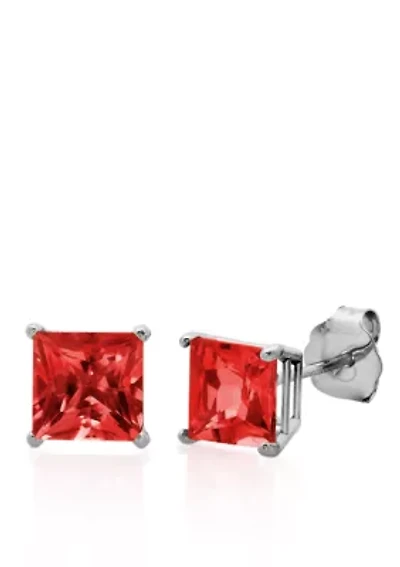 10k White Gold Garnet Stud Earrings