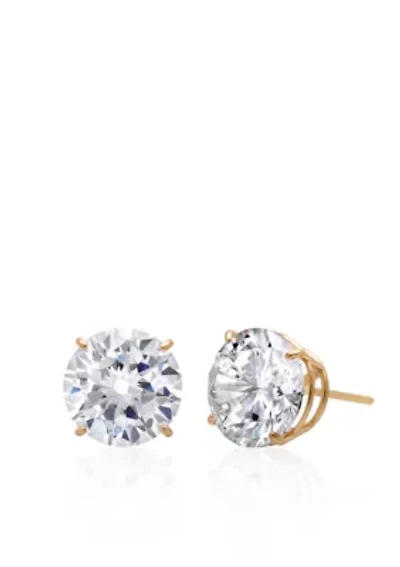 14k Yellow Gold 10mm Cubic Zirconia Stud Earrings