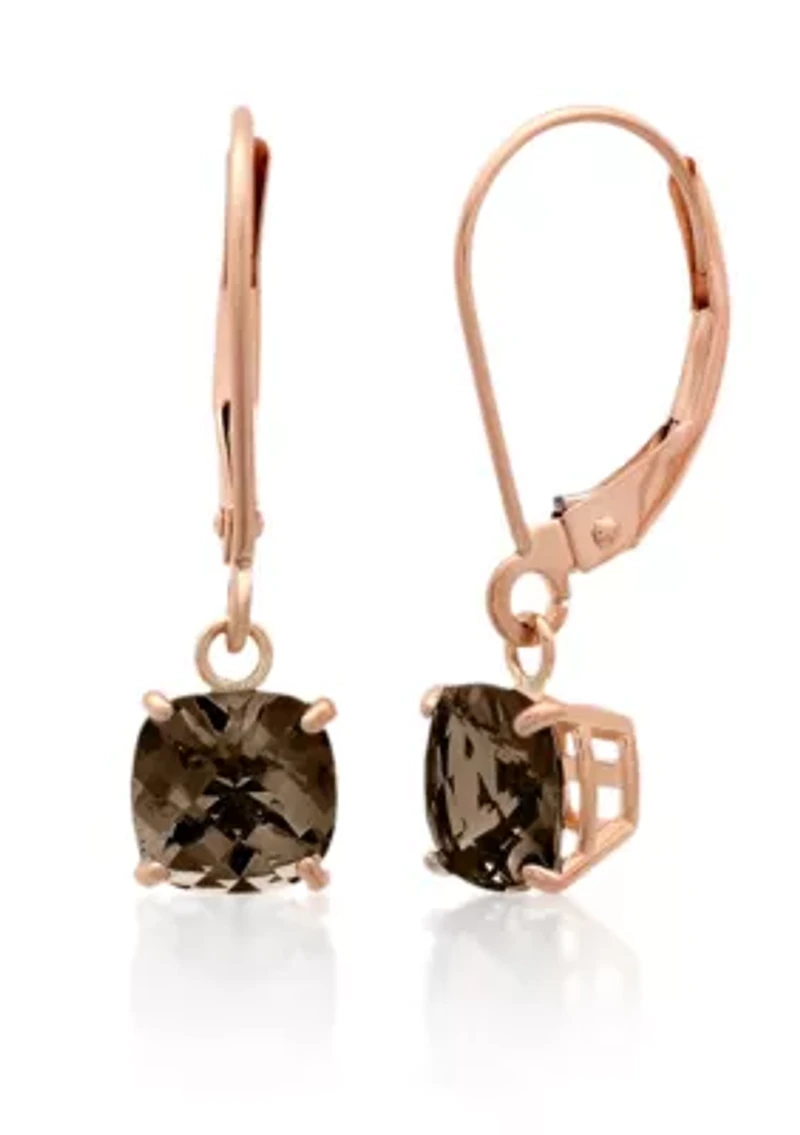 10k Rose Gold Smokey Quartz Earrings