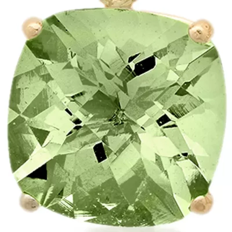 10k Yellow Gold Green Amethyst Earrings