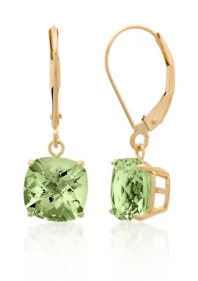 10k Yellow Gold Green Amethyst Earrings