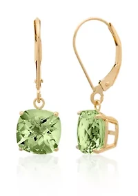 10k Yellow Gold Green Amethyst Earrings