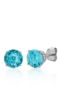 10k White Gold Blue Topaz Stud Earrings