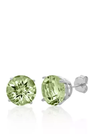 10k White Gold Green Amethyst Stud Earrings