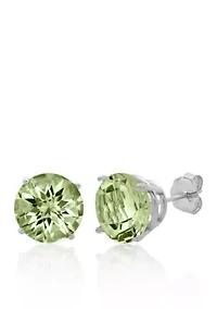 10k White Gold Green Amethyst Stud Earrings
