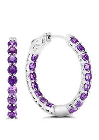 3 ct. t.w. Amethyst Hoop Earrings in Sterling Silver 