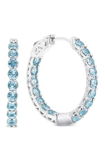 4 ct. t.w. Sky Blue Topaz Hoop Earrings in Sterling Silver 