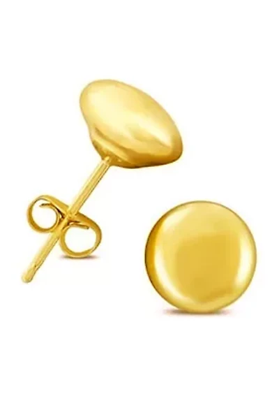 14K Yellow Gold Button Ball Stud Earrings (7 Millimeter)