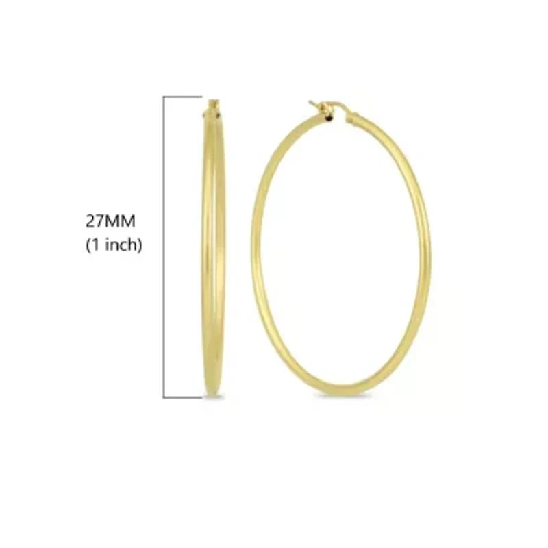 14k Yellow Gold 2MM Thick Tube Hoop Earrings (27MM)