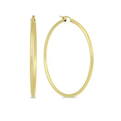 14k Yellow Gold 2MM Thick Tube Hoop Earrings (41MM)
