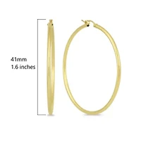 14k Yellow Gold 2MM Thick Tube Hoop Earrings (41MM)