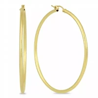 14k Yellow Gold 2MM Thick Tube Hoop Earrings (55MM)