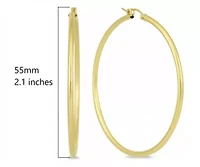 14k Yellow Gold 2MM Thick Tube Hoop Earrings (55MM)