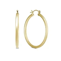 14k Yellow Gold 3MM Thick Tube Hoop Earrings (20MM)