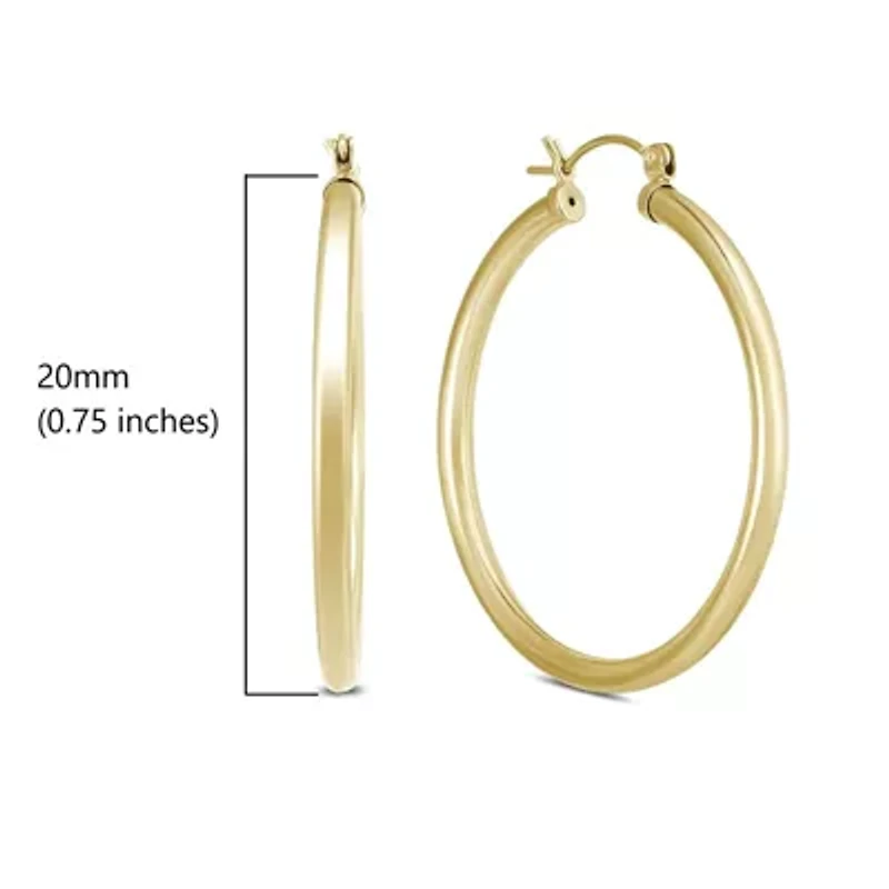14k Yellow Gold 3MM Thick Tube Hoop Earrings (20MM)