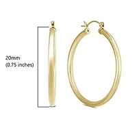 14k Yellow Gold 3MM Thick Tube Hoop Earrings (20MM)