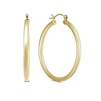 14k Yellow Gold 3MM Thick Tube Hoop Earrings (24MM)