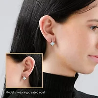 Sterling Silver 7MM Princess Cut Gemstone Drop Earrings