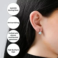 Sterling Silver 7MM Princess Cut Gemstone Drop Earrings