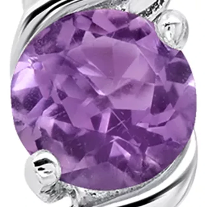 Round Amethyst Statement Hoop Earrings in Sterling Silver (0.9 Inches)