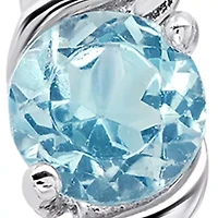 Round Blue Topaz Statement Hoop Earrings in Sterling Silver (0.9 Inches)