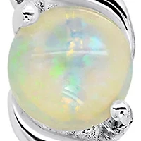 Round Created Opal Statement Hoop Earrings in Sterling Silver (0.9 Inches)