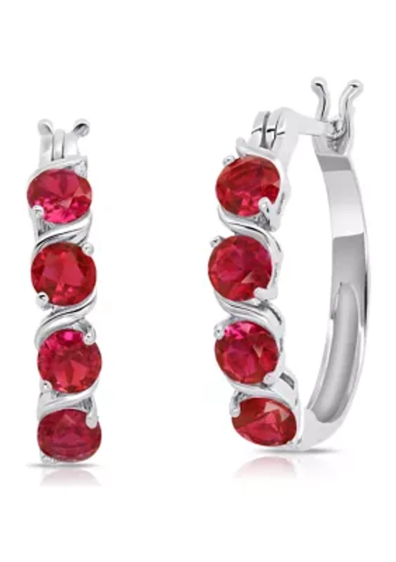 2.2 ct. t.w. Lab Created Ruby Statement Hoop Earrings in Sterling Silver