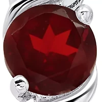 Round Garnet Statement Hoop Earrings in Sterling Silver (0.9 Inches)