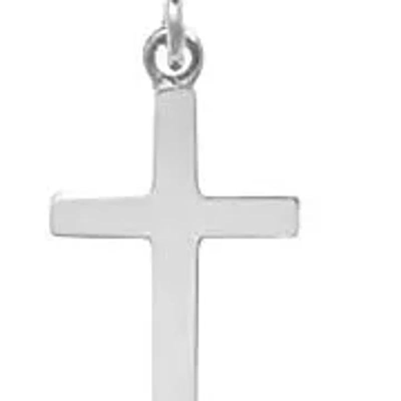 10K White Gold Small Huggie Hoop Gold Cross Earrings with Dangle | Hypoallergenic 10K Gold Hoop Earrings with Hidden Notched Post by MAX + STONE