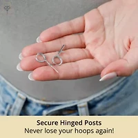 10K White Gold Small Huggie Hoop Gold Cross Earrings with Dangle | Hypoallergenic 10K Gold Hoop Earrings with Hidden Notched Post by MAX + STONE