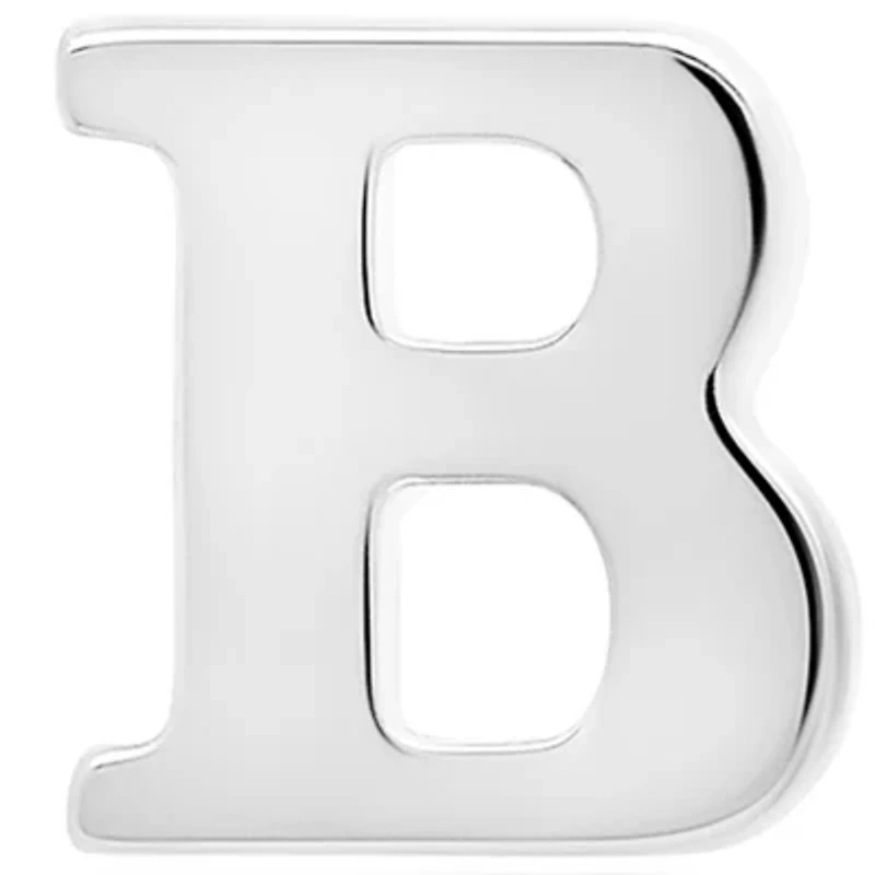 Letter B Stud Earrings in 14K White Gold