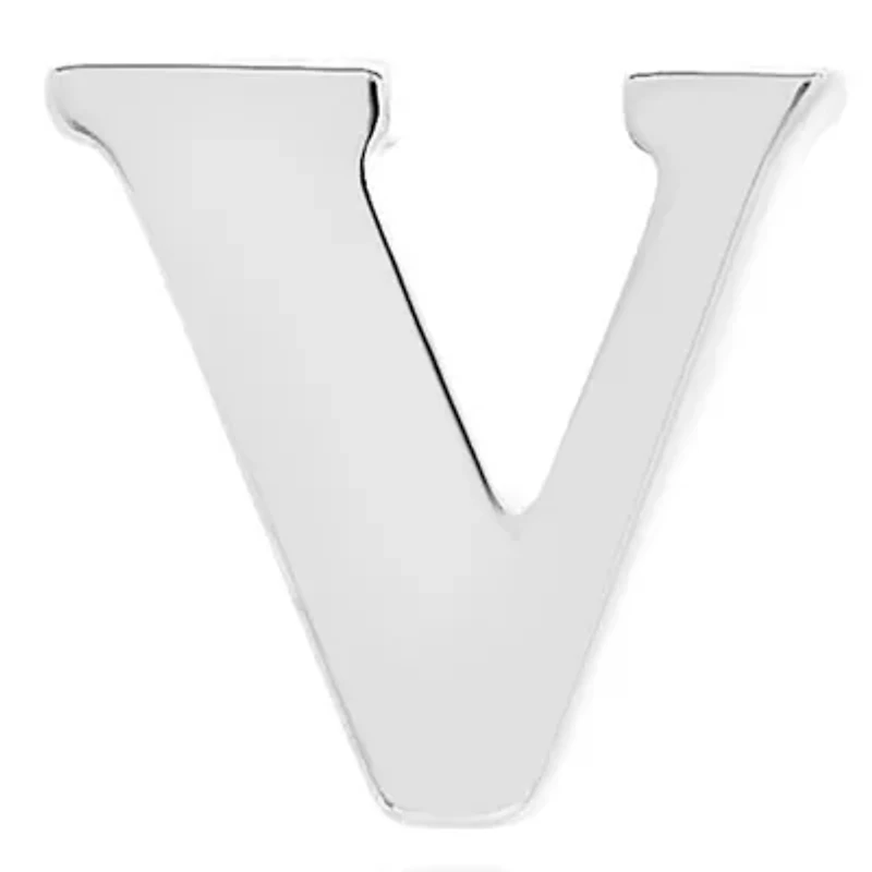 Letter V Stud Earrings in 14K White Gold