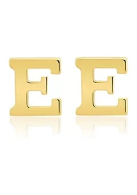 14K Yellow Gold Letter (E) Stud Earrings